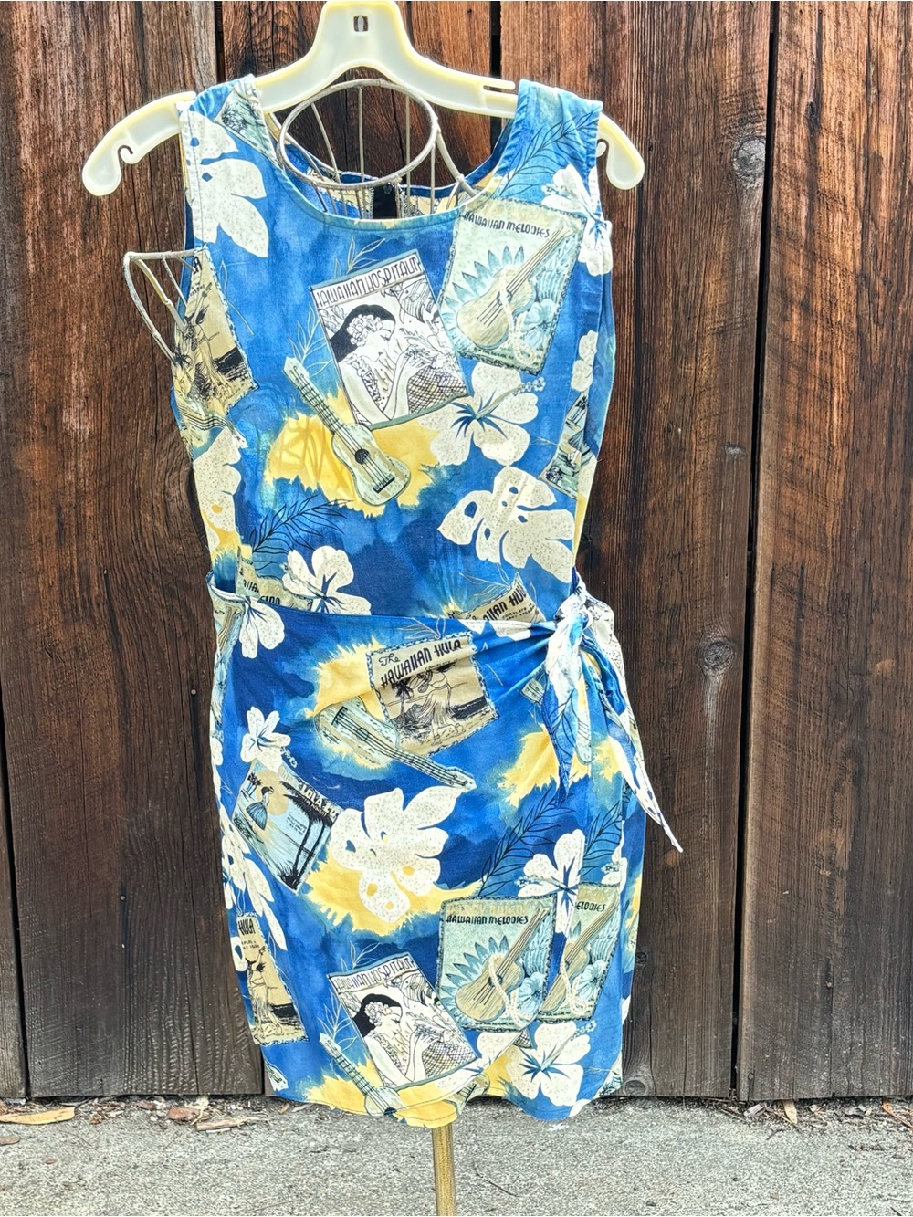 Shannon Marie Vintage Hawaii Blue Tropical Print Dress Size M